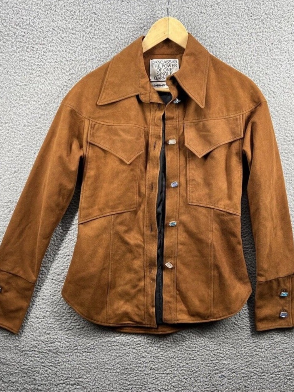 Dan Cassab Maria Suede Western Shirt Jacket Art Buttons S - Picture 4 of 5